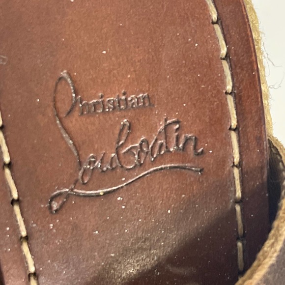 Christian Louboutin Metallic Bronze Leather Barcelona Wedge Sandals Size 35 - Picture 8 of 8